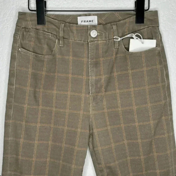 FRAME Le Crop Mini Boot Size 29 Jean Nectarine Plaid - Picture 3 of 7